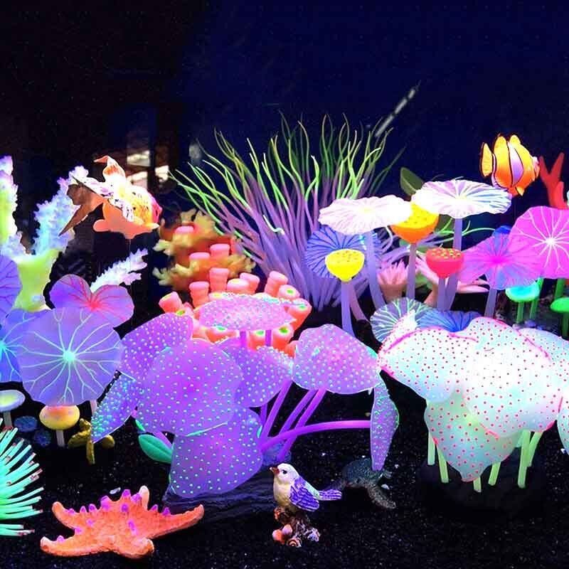 Live Plant Aquarium - Leuchtende Silikon-Korallen und Sonnenblumen für Aquarien