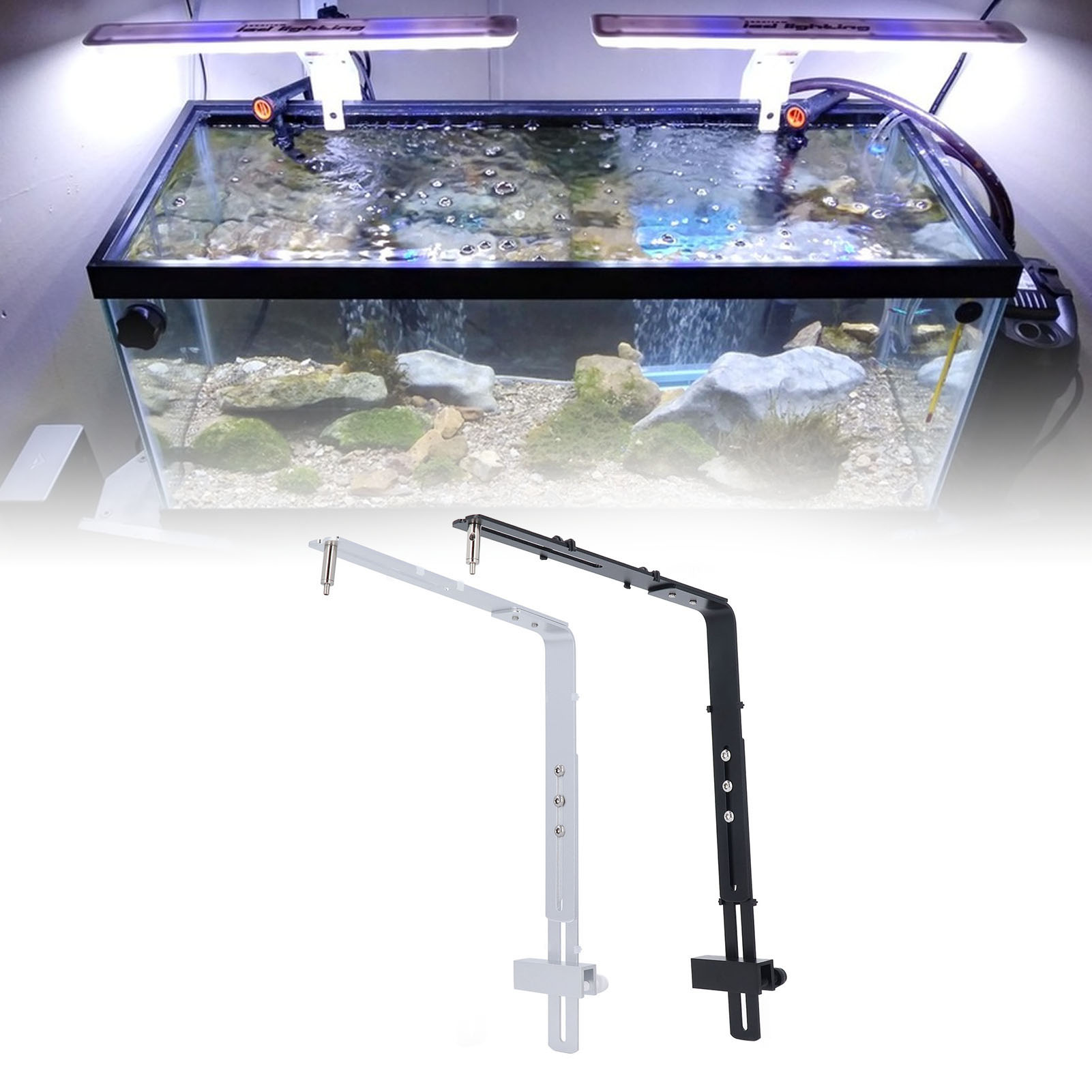 Aquarium Plant Holder - Aquarium-Lampenständer, Aquarium-Lichthalterung, Aluminiumlegierung, vielseitiger, ästhetischer Fischlichthalter,